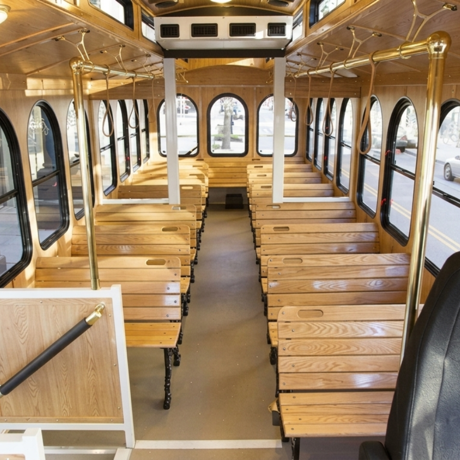 interior of trolley for rental in chicago
