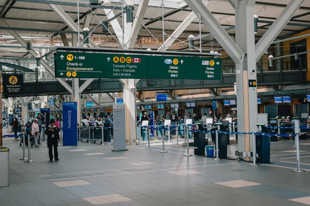 Arrivals hall at an airport terminal